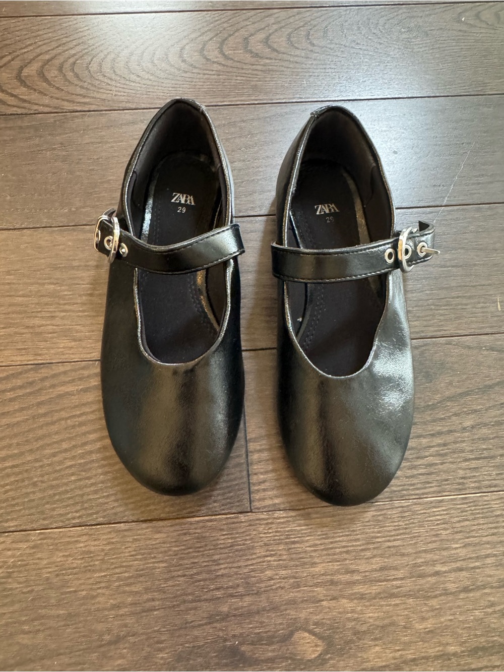 Zara Black Girls' Mary Jane Dress Shoes with Buckle